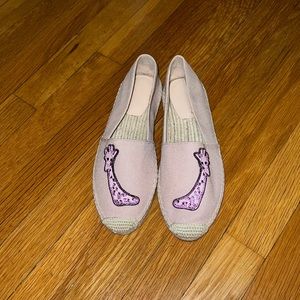 Kate Spade pink giraffe slip ons 7.5